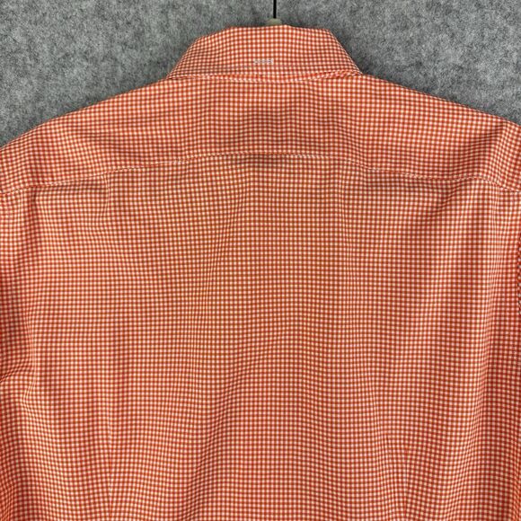 Eton Shirt Mens M Orange Gingham Checkered Contemporary Cotton BD Preppy Pocket* - Picture 10 of 16